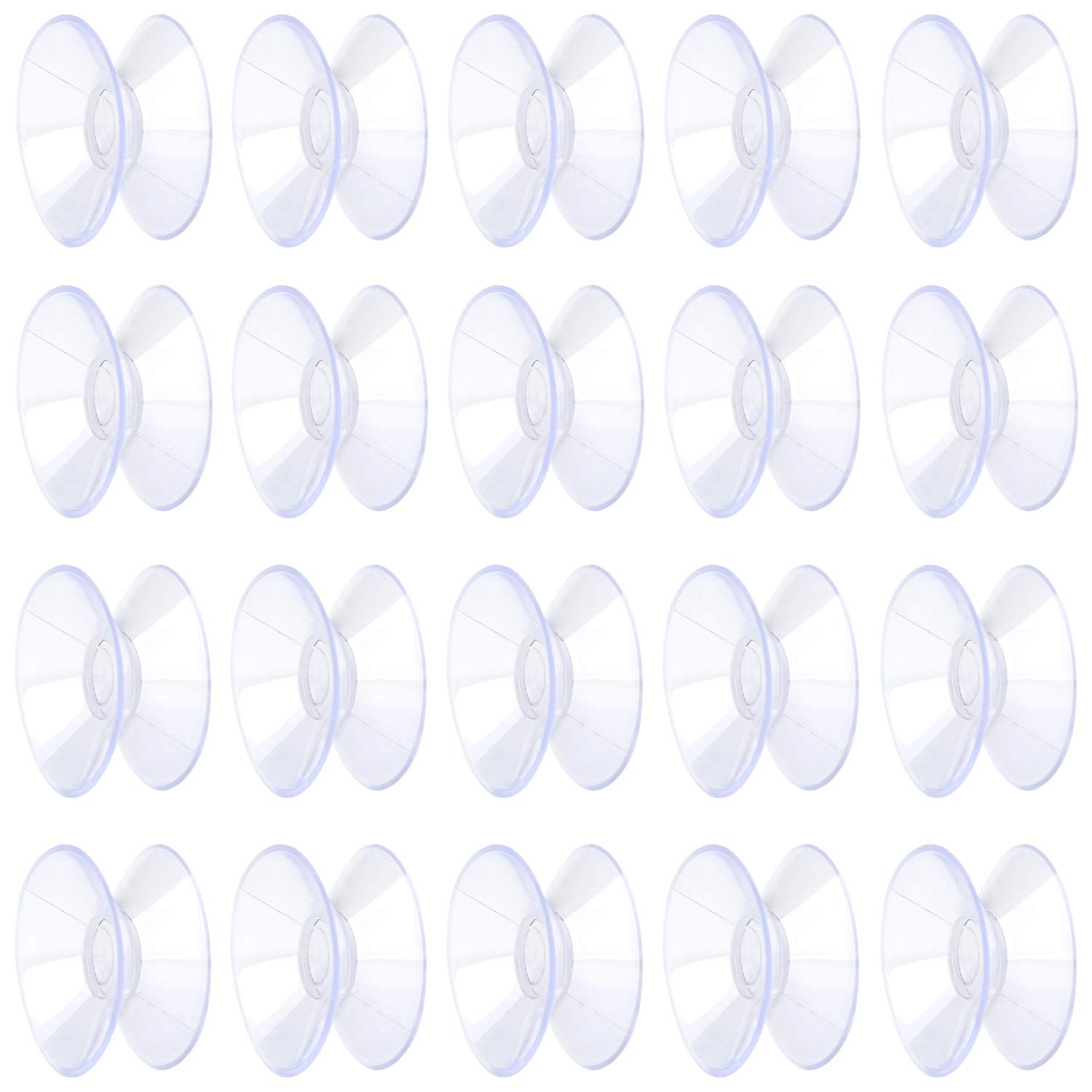 Pawfly Double Sided Suction Cups 3 cm Clear PVC Plastic Suckers for Glass Table, 20 Pack