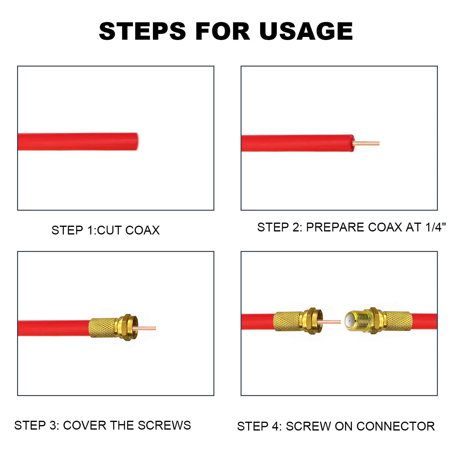 VIKSAUN F Type Connector Kit for Coaxial Cable Extension/Repair, 12 Pcs RG6 Plug Connector and 6 Pcs Female Extended Connectors for Satellite TV Aerial Sky Virgin NTL Coaxial Cable