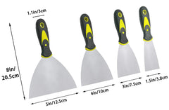 KZXXZH Wallpaper Scrapers, 1.5'', 3'', 4'', 5'' Wide Putty Knife Set, Metal Spackle Knives Paint Tools for Wallpaper/Decals/Drywall Finishing/Plaster Scraping (4 Pack)