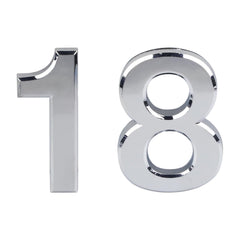 3'' Chrome Effect Door Numbers 0-99 Stick On Door Number House Numbers ABS Self Adhesive Silver 3D House Numbers For Doors, Mail Boxes, Hotel Rooms Door Number Stickers (18)