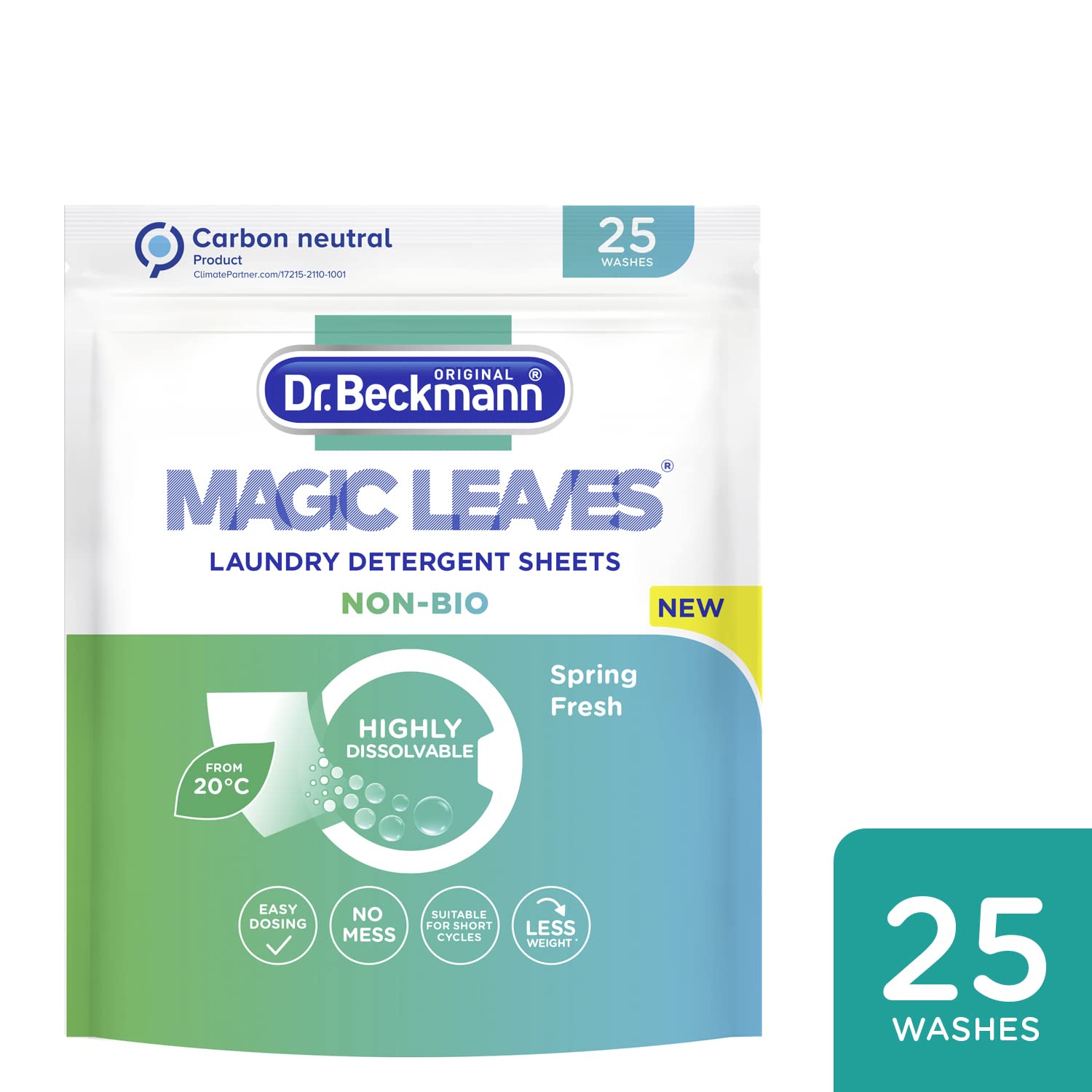 Dr. Beckmann MAGIC LEAVES Laundry Detergent Sheets NON-BIO   25 Sheets (Pack of 2)