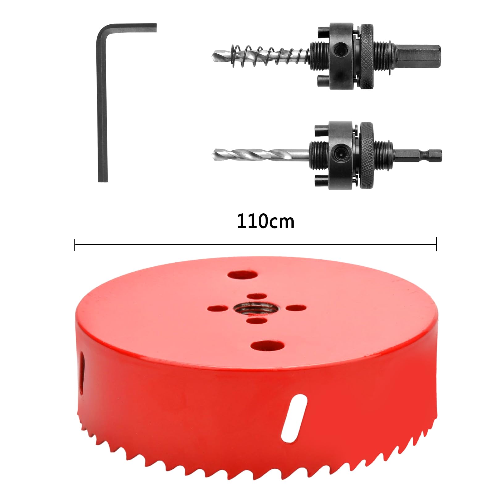 GUOQEE 110mm Hole Saw with Quick Change Arbor, Hole Drilling Cutter HSS BI-Metal for Wood, Plywood, PVC, Drywall and Metal Sheet