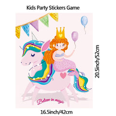 Volsha Pin the Horn on the Unicorn Game, 52×42cm Unicorn Party Game for Kids Girls with 24 PCs Spider Birthday Party Supplies for Wall Home Room Decorations