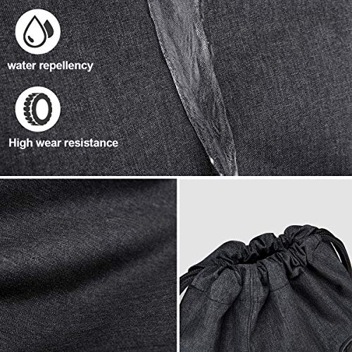 LIVACASA Gym Sack Drawstring Bag Sports Travel Drawstring Bag Water Repellency Mesh Pocket for Water Bottle Light Backpack Sack with Earphones Hole for Men Women Black