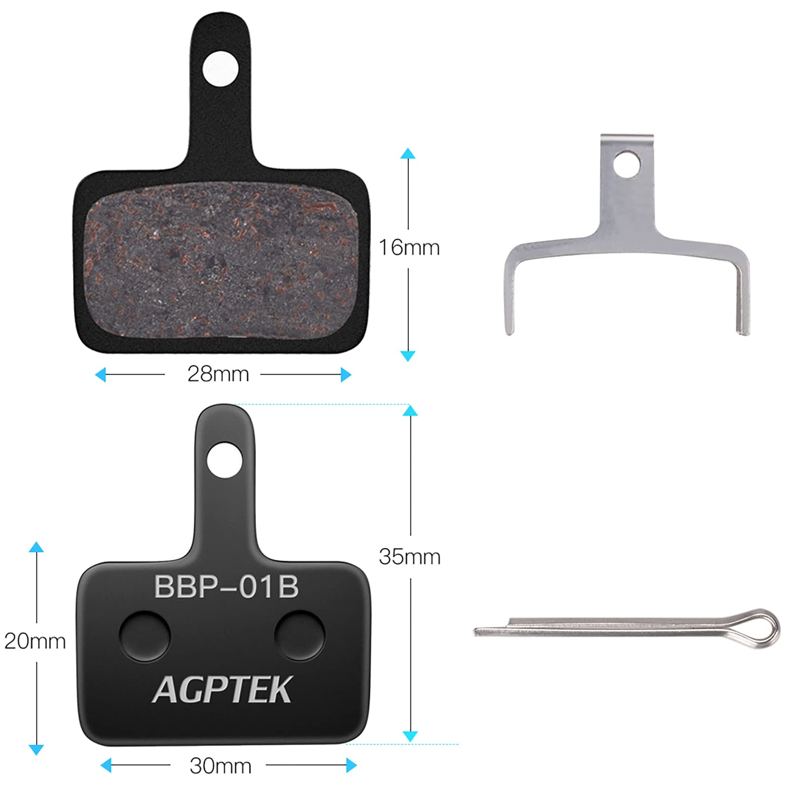 AGPTEK Bike Brake Pads 4 Pairs Disc Brake Pads for Bicycle, Compatible with Shimano B01S M515 M525 C501 C601 M415 M416 M485