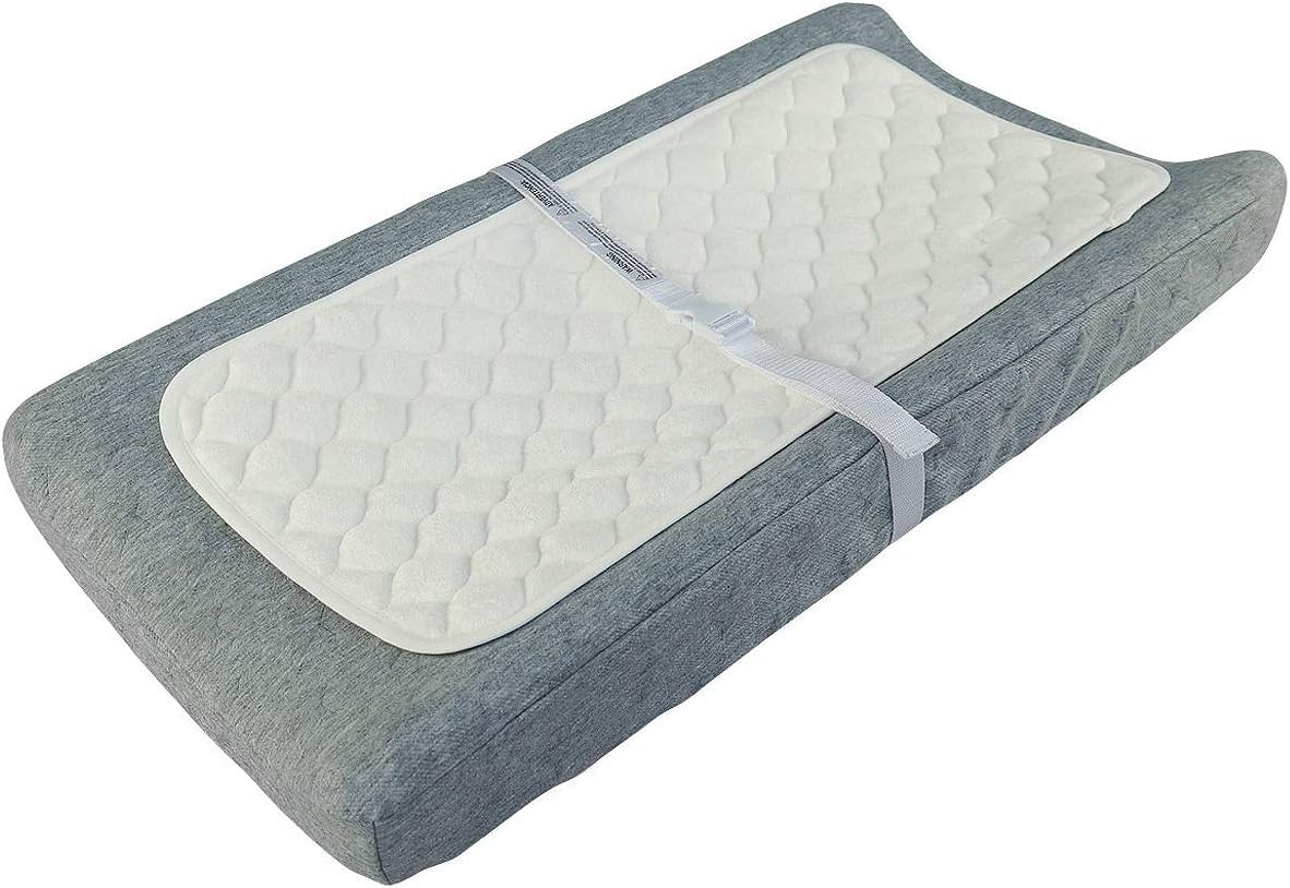 3 Pack Changing Mat Liners Quilted, Waterproof Changing Pad, Softer Bamboo Cotton Washable Changing Pad, Reusable Portable Travel Changing Pad with Removable Cloth Changing Table Gray