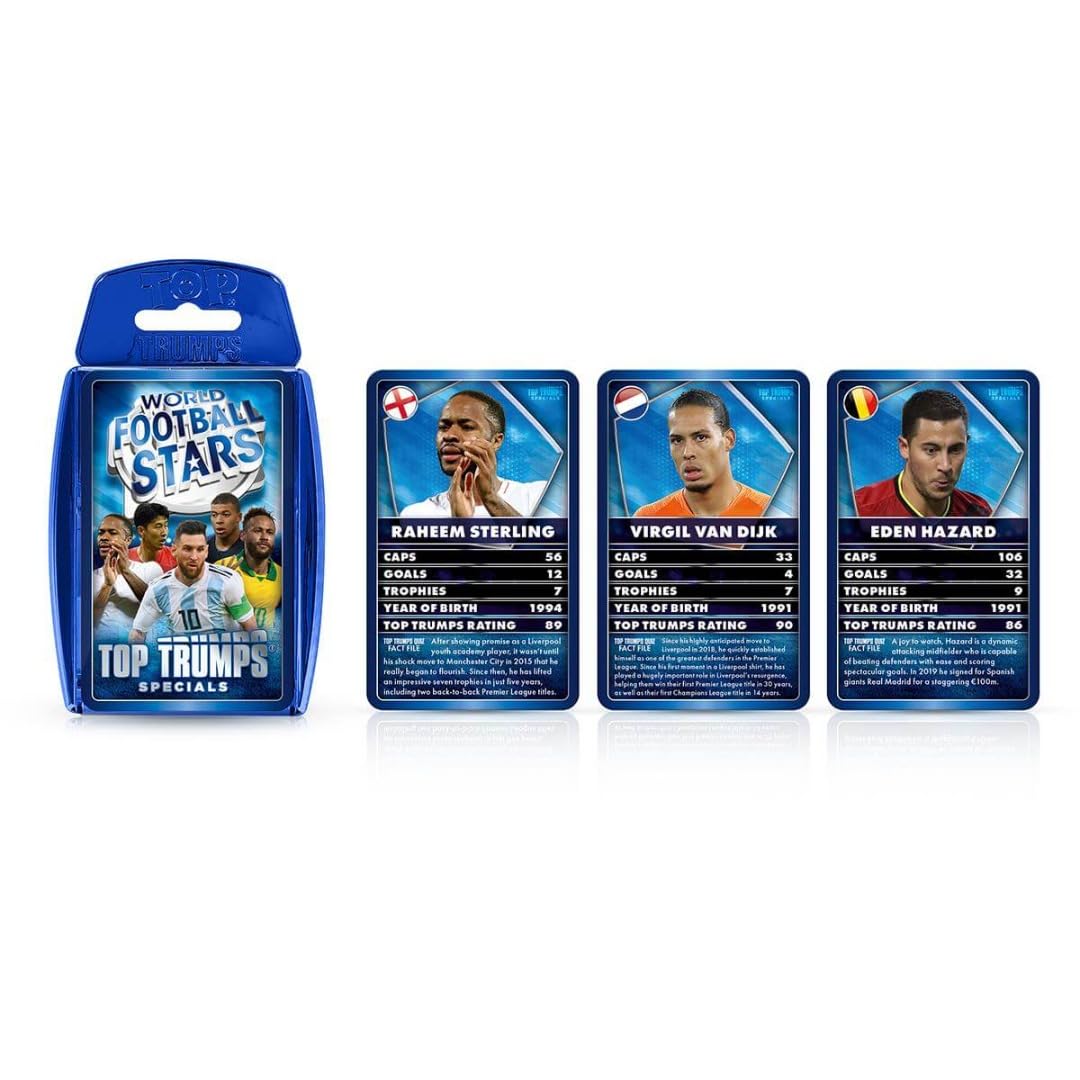 Top Trumps World Football Stars Specials Card Game, Play with Lionel Messi, Neymar, Cristiano Ronaldo and Harry Kane, Educational Gifts and Toys for Boys and Girls Ages 6 plus