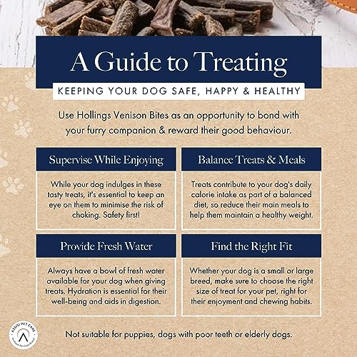 Hollings Venison Bites Dog Training Treats, Delicious Venison Treats for Adult Dogs, High in Protein & Made with 100% Natural Ingredients (75g)