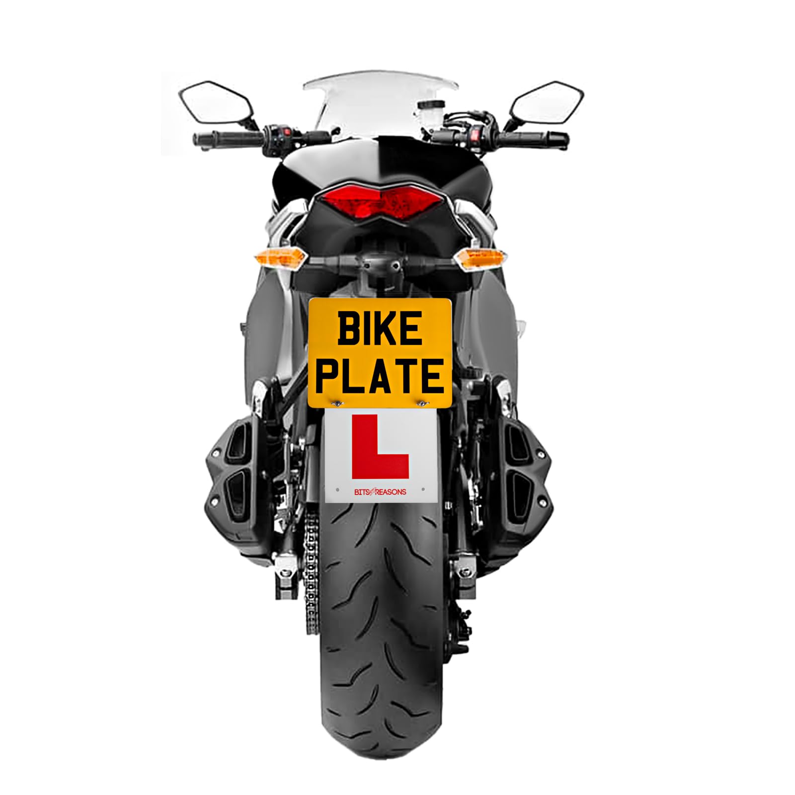 BITS4REASONS NEW PROFESSIONAL GRADE REAR EASY FIT AND REMOVE SINGLE RIGID SOLID L PLATE 1.5MM POLYCARBONATE - SINGLE PLATE - FITS MOTORBIKE PLATES AND MUDGUARDS COMPLETE WITH TOOL FREE FIXINGS