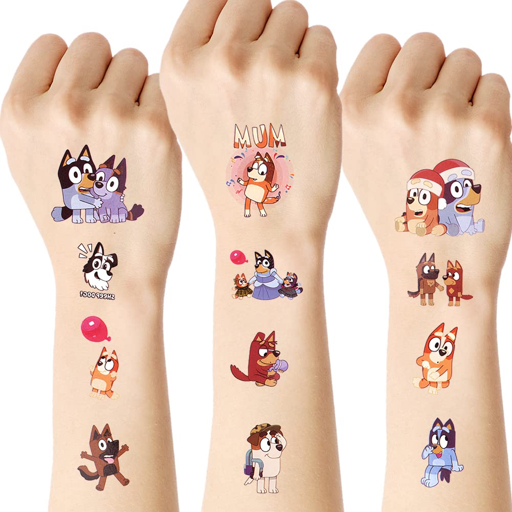 AOOWU Temporary Tattoo for Kids, 8 Sheets Kids Tattoos Sticker, Waterproof Fake Tattoo Set, Childrens Cartoon Stickers Stick on Tattoo for Boys Girls Birthday Party Bag Filler