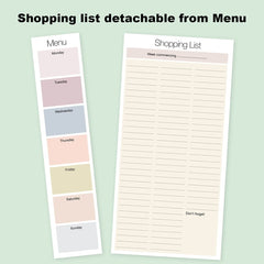 Shopping List Pad with detachable Weekly Meal Planner. 50 sheets 247 x 172mm per pad. Made in the UK by Absolutely Yours.