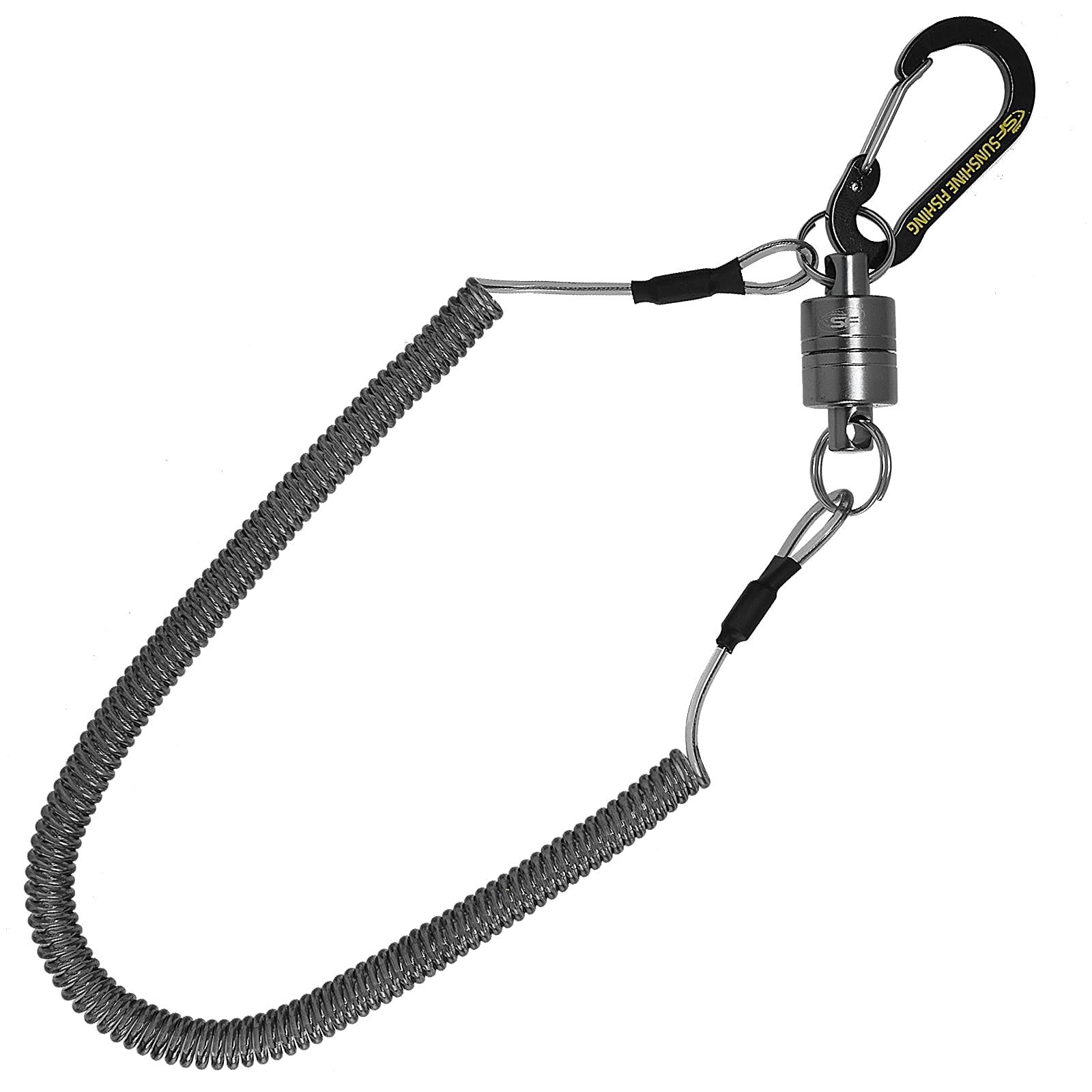 SF Strongest Magnetic Release Holder with Coiled Lanyard Carabiner - Gunmetal