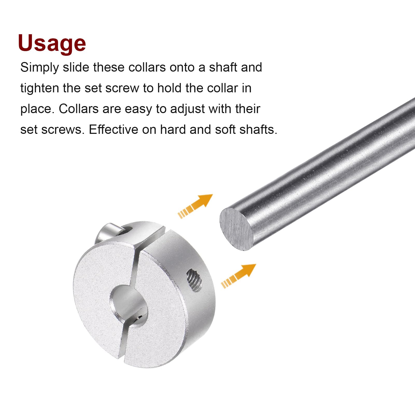 sourcing map 2pcs Double Split Shaft Collar for 6mm Shaft Set Screw Clamp-On Collars, 20mm OD, 8mm Width, for Stoppers, Position, Hold Timing Pulleys, Machine Tools, Industry, Anodization