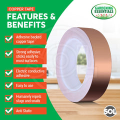 25m Copper Slug Tape   20mm Copper Tape Slug Repellent   Humane Slug & Snail Control   Slug Tape Copper Repellent   Snail Repellent   Slug Detterent   Slug Copper Tape for Slugs   Copper Tape Slugs