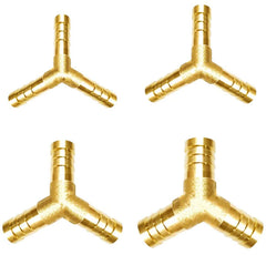 Y Piece Brass Hose Connector 4PCS Fuel Hose Connector Pneumatic Hose Barbed Connector for Fuel Air Water Gas Oil (6mm 8mm 10mm 12mm)