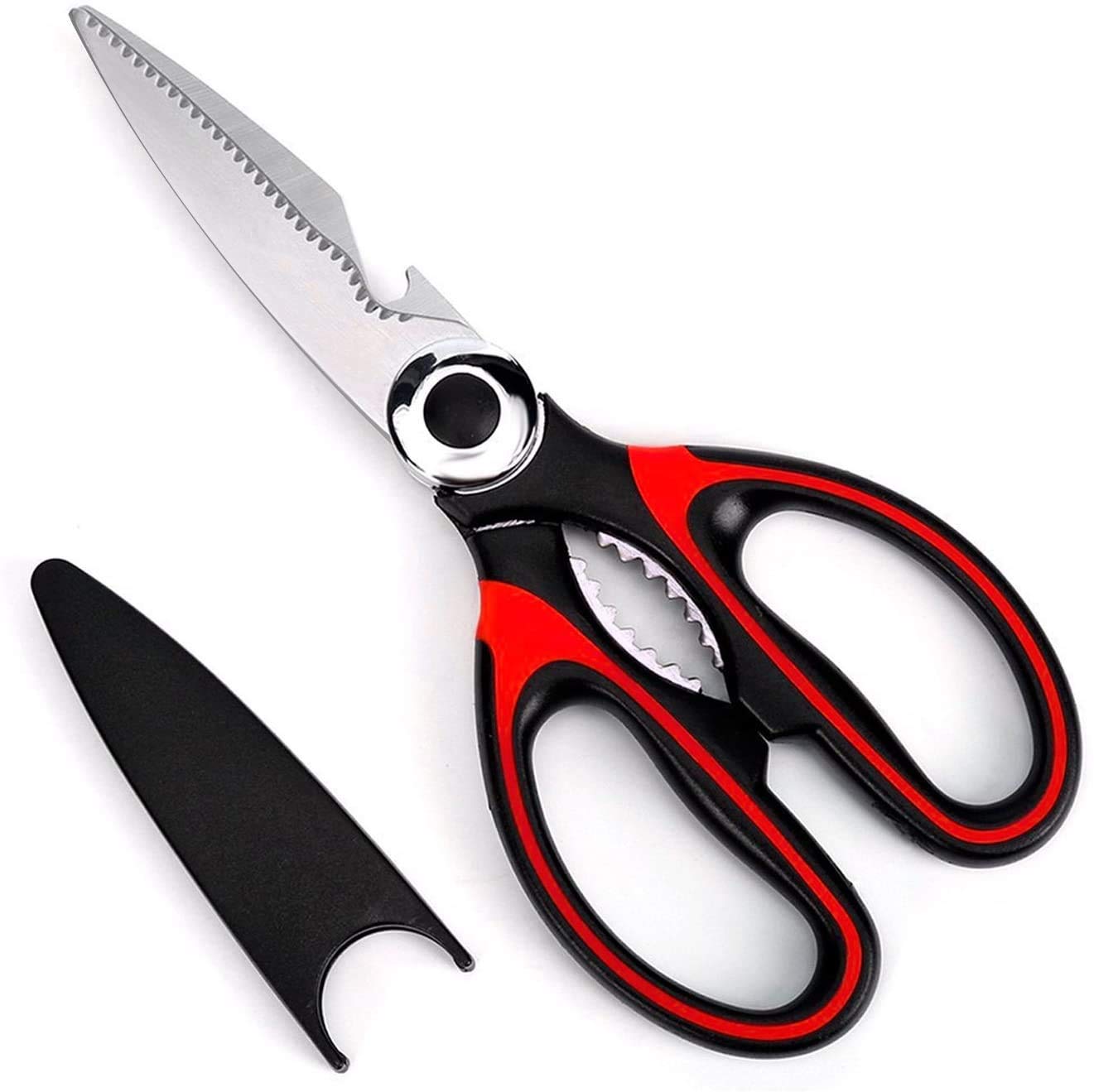 Latest Sharp Kitchen Scissors Heavy Duty Multifunction Purpose Utility Cooking Scissors for Chicken Meat Fish Poultry Vegetables Nuts Household Necessity