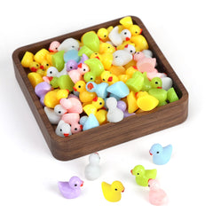 100PCS Mini Resin Ducks Figures Kit 6 Colors Realistic Tiny Cute Duck Ornaments Multicolor Deracoration Set for Handwork Christmas Birthday Party Miniature Figures Micro Fairy Garden Phone Case DIY