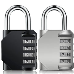 BeskooHome Combination Lock 4 Digit Outdoor Waterproof Padlock for School Gym Locker, Sports Locker, Fence, Toolbox, Gate, Case, Hasp Storage (Silver & Black)