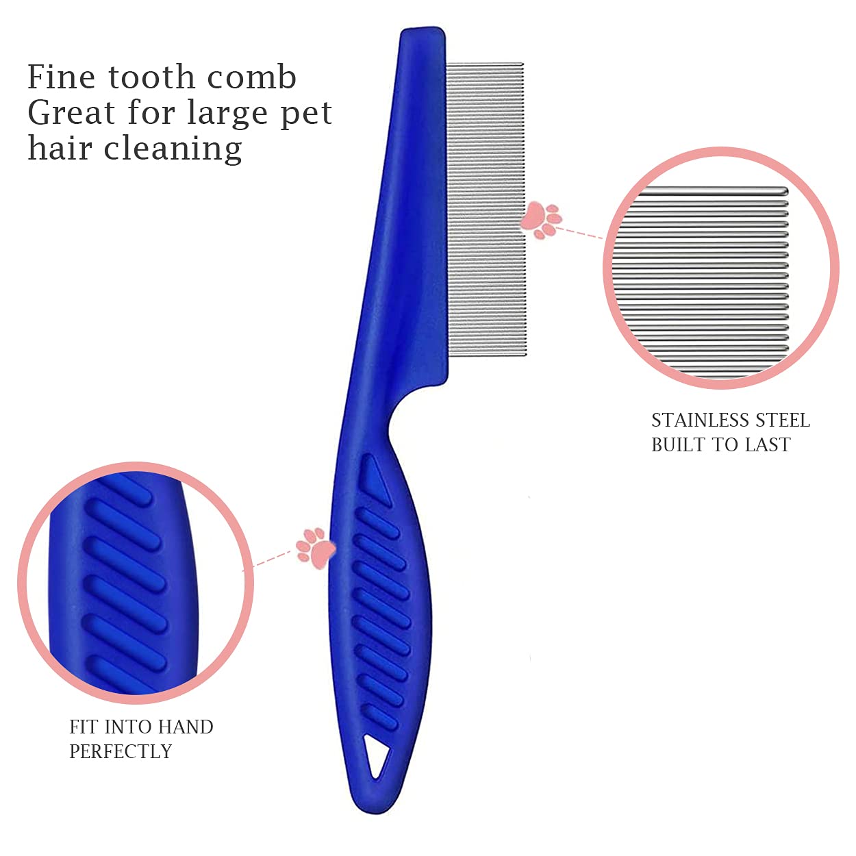 Flea Comb for Cat Dog, 4 PCS Flea Removal Lice Combs Fine Tooth Comb Grooming Set Remove Float Hair Tear Marks Tick Removal Tool