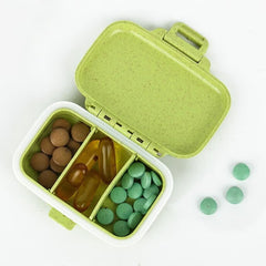 JUNIPLTER 2 Pack Small Pill Box with 3 Compartment, Daily Pill Case for Pocket, Travel Pill Organizer Box, Portable Pill Container Pill Holder for Vitamins, Fish Oils (Green)