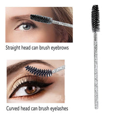 XPP Disposable Eyelash Brushes,100PCS Eye Brow Spoolie Castor Oil Brush Mascara Wands Cosmetic Makeup Tools(Crystal Black)