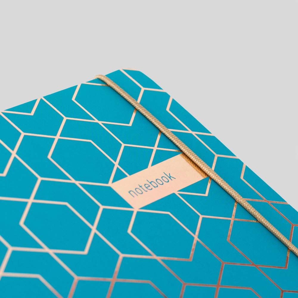 Matilda Myres Notebook - A5 Lined - Teal & Rose Gold