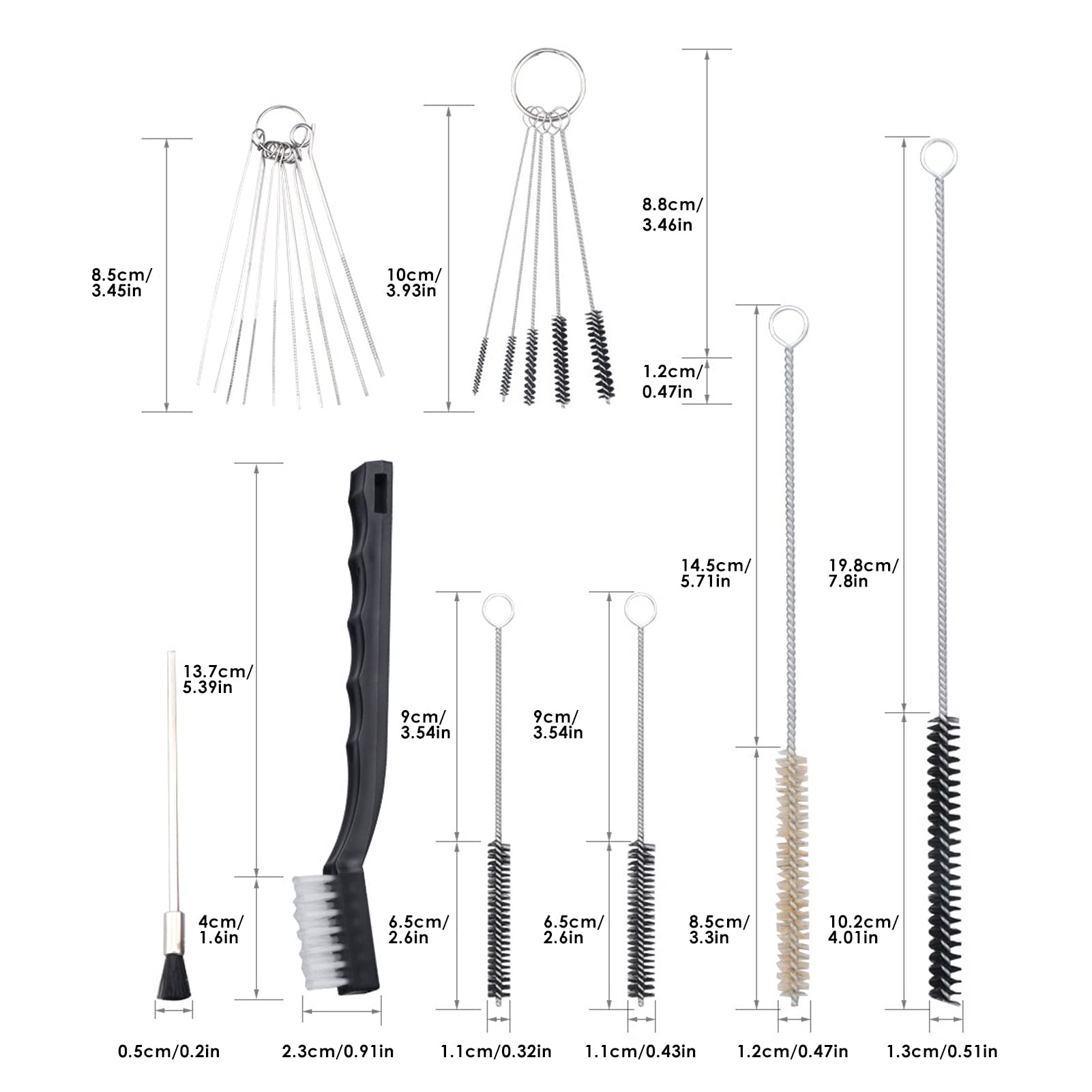 Cleaning Brush Kit 21 PCS Multi-Purpose Airbrush Specialty Clean Tool Set for Spray Gun Sweep Automotive Mechanics/Nozzle Accessories/Paint Gun Holes/HVLP Tattoo Needles/Compressors Component Use