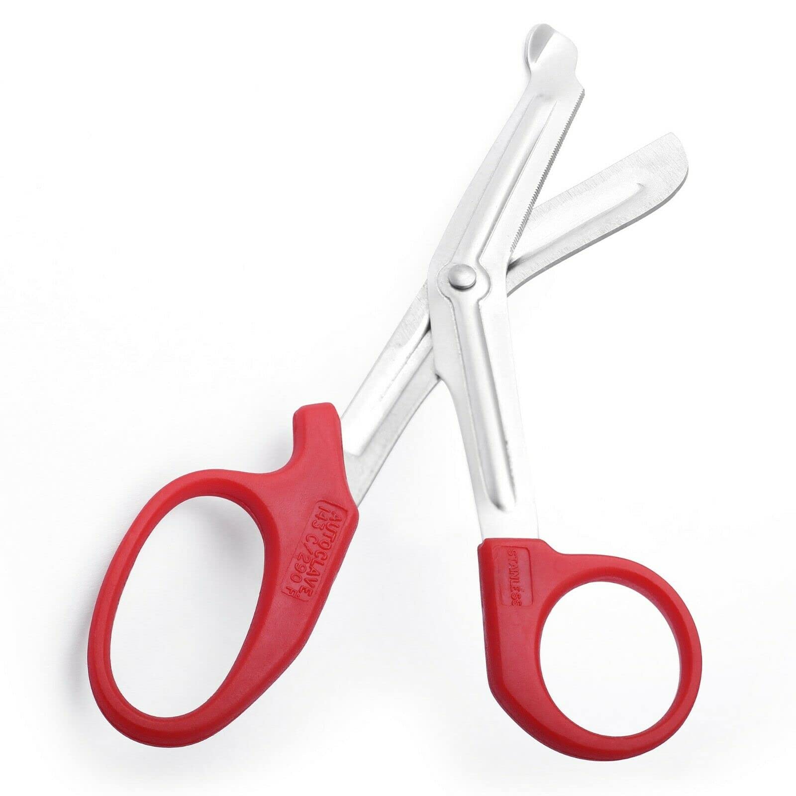 Utility Trauma Scissors Tuff Cut Scissor Nursing Scissors Trauma Shears First Aid Medical Scissors CE (Red 5.5)