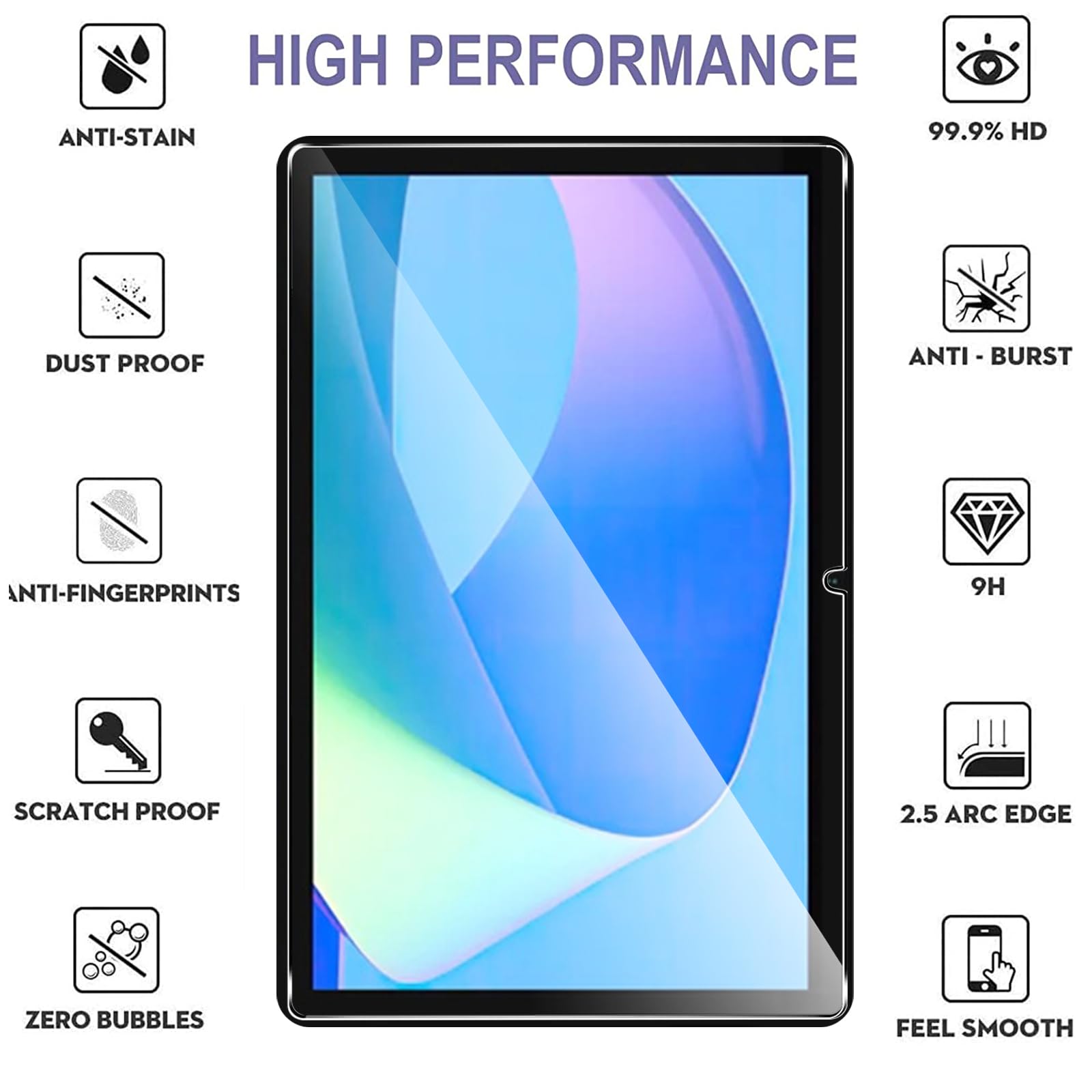 KZIOACSH Screen Protector for DOOGEE U10 Tablet 10 Inch,2 Pack HD Tempered Glass Screen Protector Cover High Hardness Anti-Scratch Anti-Fingerprint Touch Sensitive Protective Screen Film