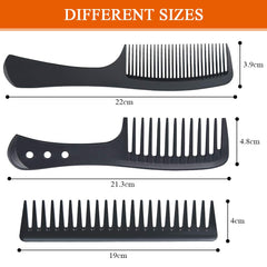 URAQT Hairdressing Combs Set, 3 Pack Wide Tooth Combs, Heat Resistant Anti-static Carbon Hair Brush Hair Comb for Long, Wet or Curly Hair Detangling