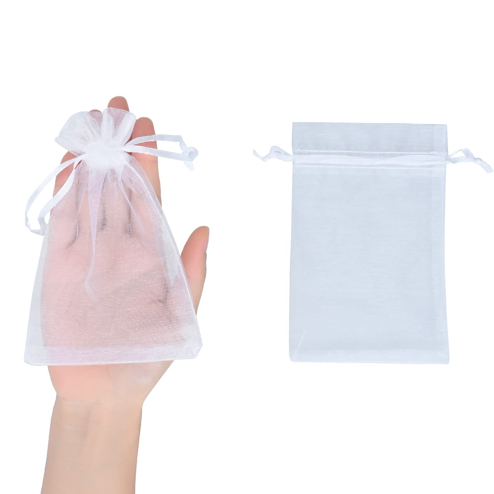 SUSNUAN White Organza Gift Bags 20Pcs, 10x15cm Organza Bags Large Jewellery Pouches Wedding Favours Bags for Wedding, Anniversary, Christmas, Baby Shower, Birthday Party Drawstring Gift Bags