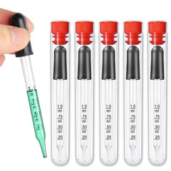 Glass Pipette Dropper 1ml Calibrated with Black Rubber Head Essential Oil Medicine Laboratory (5Pcs)