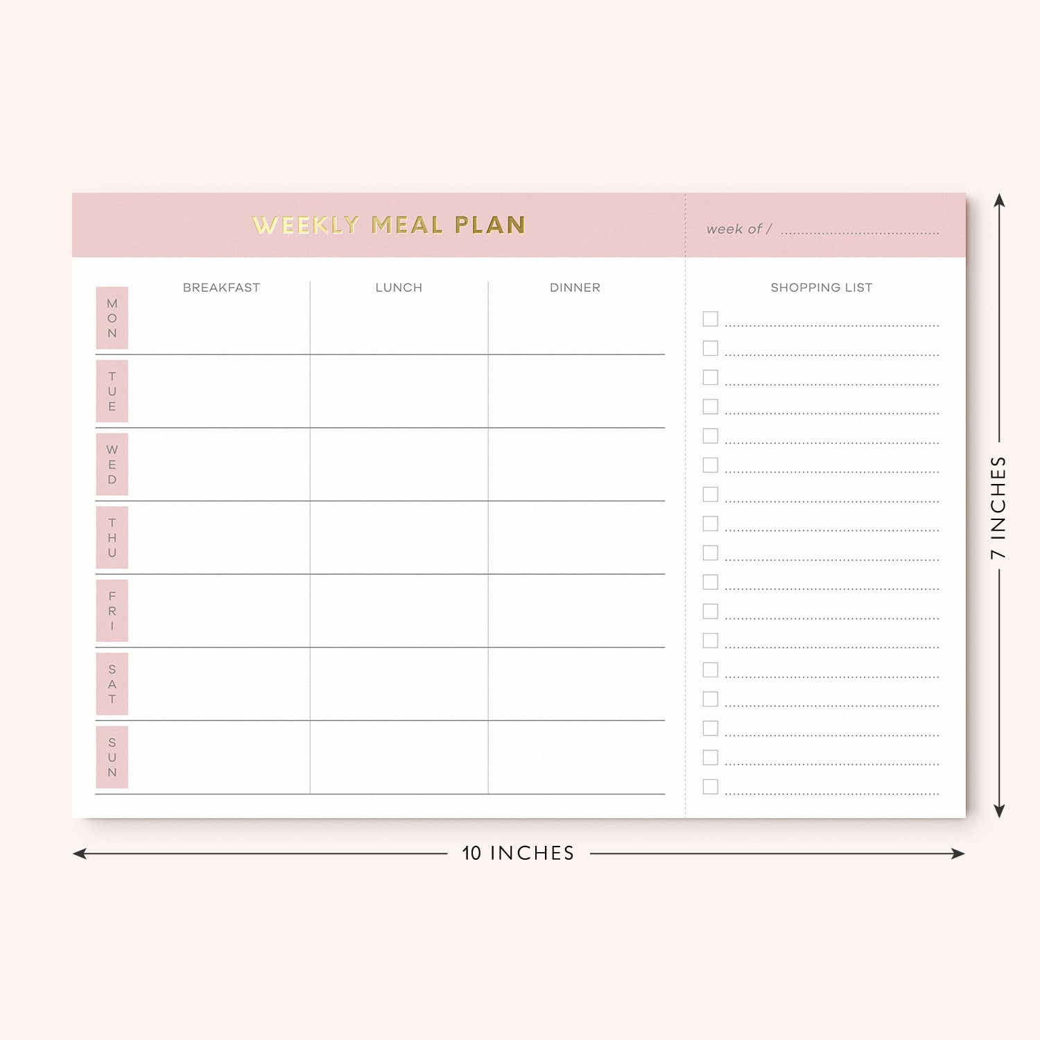 Sweetzer & Orange Weekly Meal Planner and Grocery List Magnetic Notepad. Pink 10x7” Meal Planning Pad with Tear Off Shopping List. Plan Weekly Menu Food for Weight Loss or Dinner List for Family!