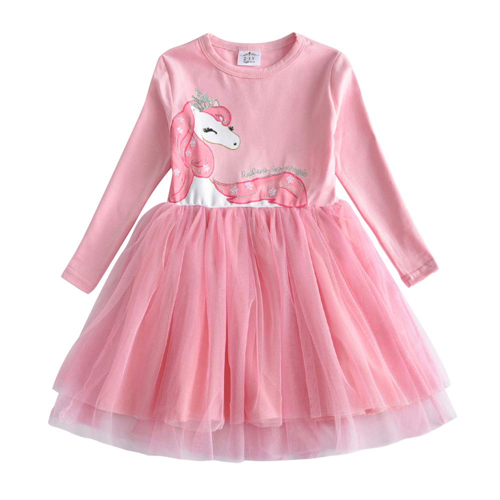 VIKITA Kid Girls Dresses Princess Animal Cartoon Tulle Party Casual Outfits Clothing LH4579 3-4 Years