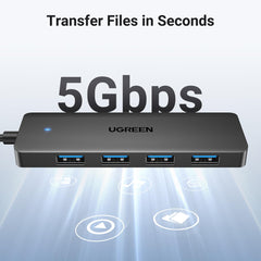 UGREEN USB Hub 3.0, USB Splitter 4 Port Ultra Slim with 5Gbps Data Transfer, USB Extender for Mouse, Keyboard, Flash Drive, U Disk, Printer, Compatible with Laptop, Desktop PC, Xbox, PS5, and More