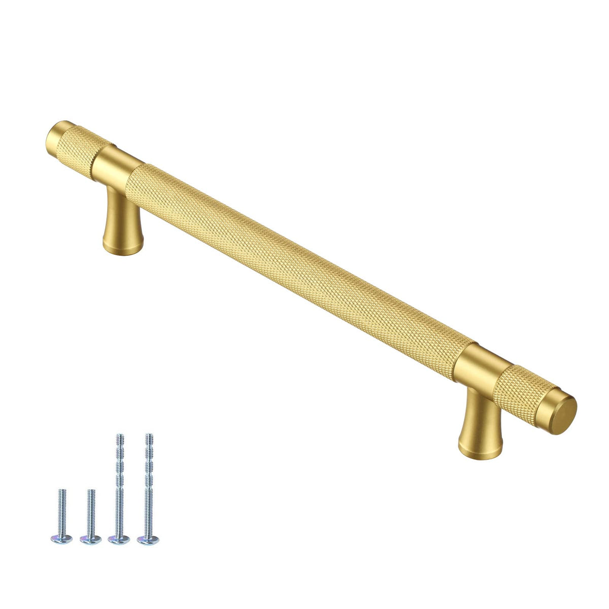 AITITAN 1 Pack Gold Cupboard Handles Knurled - 128mm Hole Spacing (180mm Length) Gold Kitchen Cupboard Handles, Wardrobe Door Handles and Kitchen Door Handles