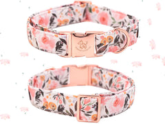 Elegant little tail Floral Dog Collar, Girl Pet Collar Comfortable Pink Dog Collar with Bow, Pet Collar Adjustable Soft Bowtie Dog Collars for X-Small Puppy