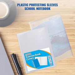 6 Pack 9 X 7 “Clear Exercise Book Covers Strong Plastic Protecting Sleeves Protector Cover Film Transparent Jacket, School Notebook (A5)