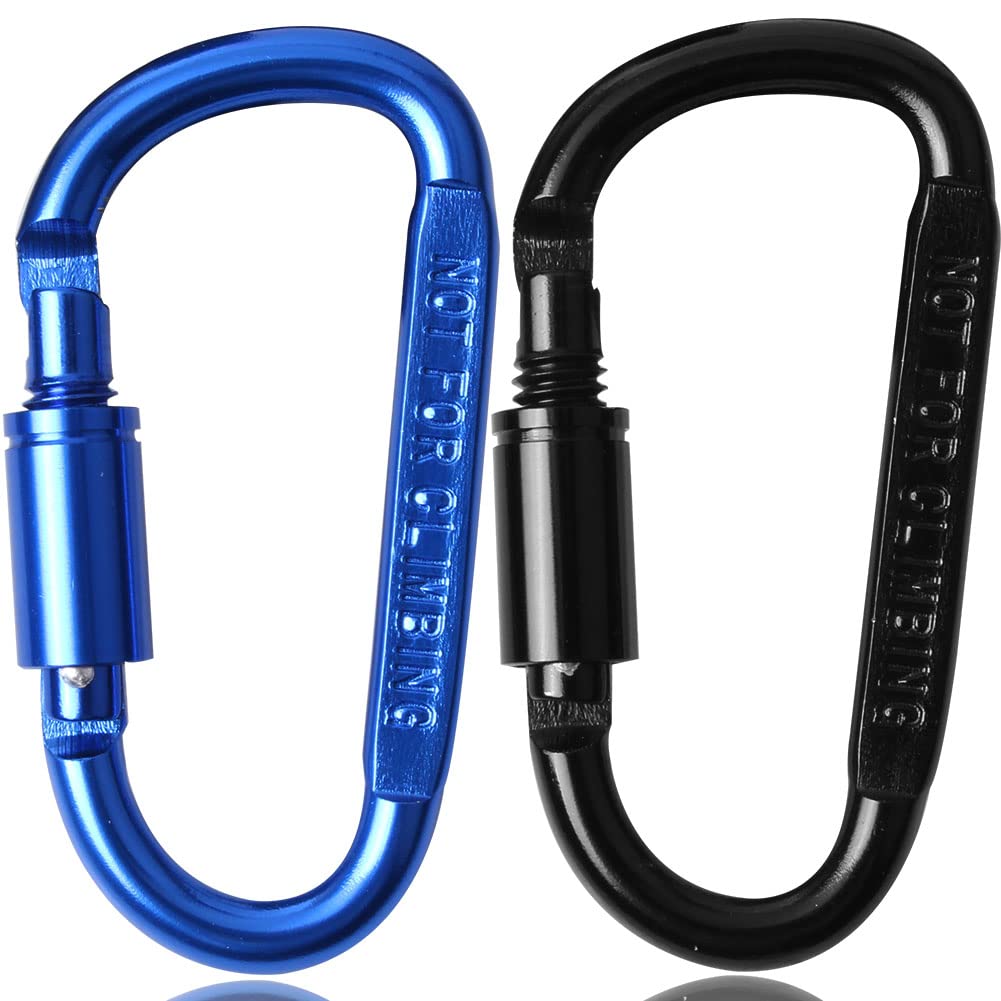 Locking Carabiner, 2 Pcs Carabiner Clips Premium Aluminum Alloy D-Ring Carabiners Key Chain Clip Hook for Outdoor, Camping, Hiking, Fishing, Dog Leash, Travel