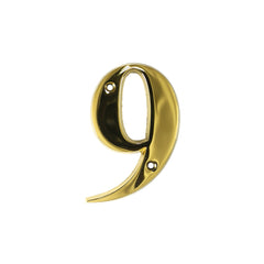 UAP House Numbers - 3 Inch Door Numbers Signature Screw Fix Bevelled Edge For Front Door, Address Number Screw On For Doors And Gates, Letter Times Roman Font (Number 9, Satin Chrome)