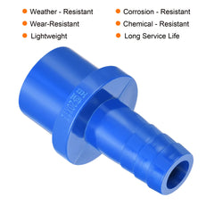 sourcing map PVC Pipe Fitting 12mm Barbed x 20mm OD Spigot Straight Tube Adapter Hose Quick Connector, Blue