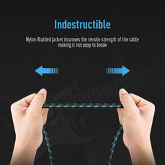 SONICAKE Braided Guitar Cable 3m/10ft Guitar Instrument Cable 6.35mm 1/4 inches Straight Angle to Straight Black Blue