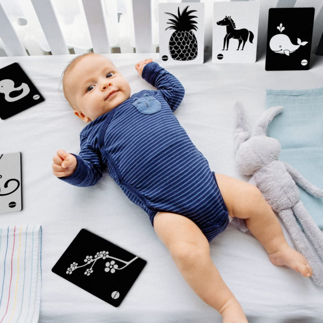 Newborn Essentials - Black and White Sensory Toys High Contrast Baby Sensory Cards Promotes Babies Visual Skills – Perfect Baby Essentials for Newborn & Sensory Toys for Babies 0-6 months by maKidrise