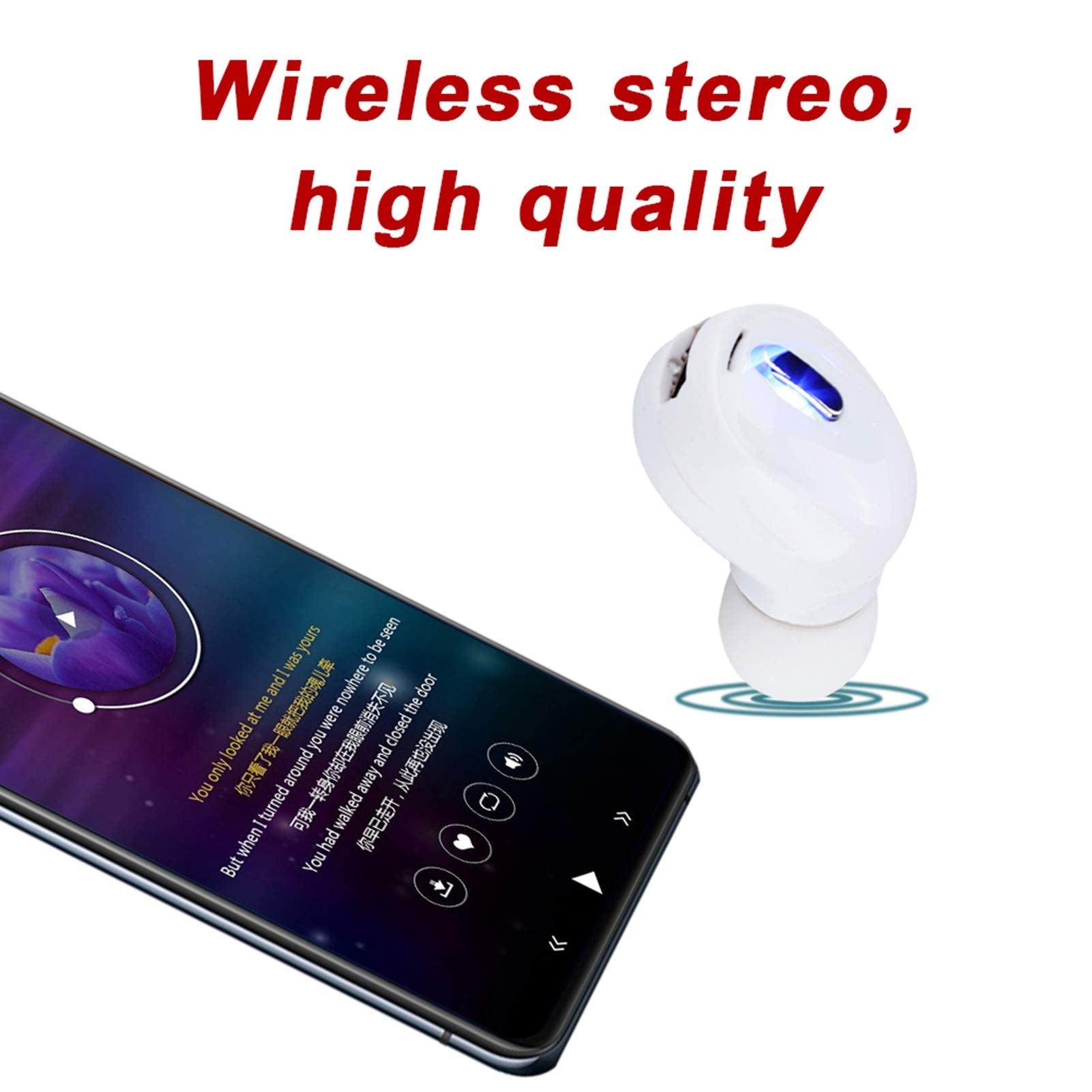 Mini Wireless Bluetooth Headset, Universal Earphones Headphones Earbuds, High Sound Quality in Ear Earbud Multifunctional Simpliy and Comfortable, for Running Earphone Cycling Hiking Yoga (White)