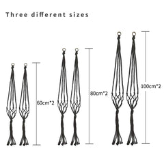 Macrame plant hanger, 6 Pack Black Indoor Outdoor Hanging Planter Flower Pot Basket Hanging Cotton Rope Handmade Wall Hanging Plant Holders (60cm *2, 80CM *2, 100cm*2)