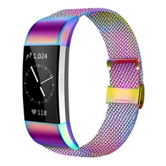 AK For Fitbit Charge 2 Strap (2 Sizes), Metal Mesh Magnetic Clasp Stainless Steel Replacement Strap for Fitbit Charge 2 (Colorful, L)