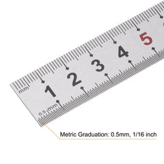 sourcing map 2pcs Stainless Steel Ruler 6-inch/15cm Metal Rulers 0.75 inches Wide, Inch and Metric Graduation Straight Edge Measuring Tool