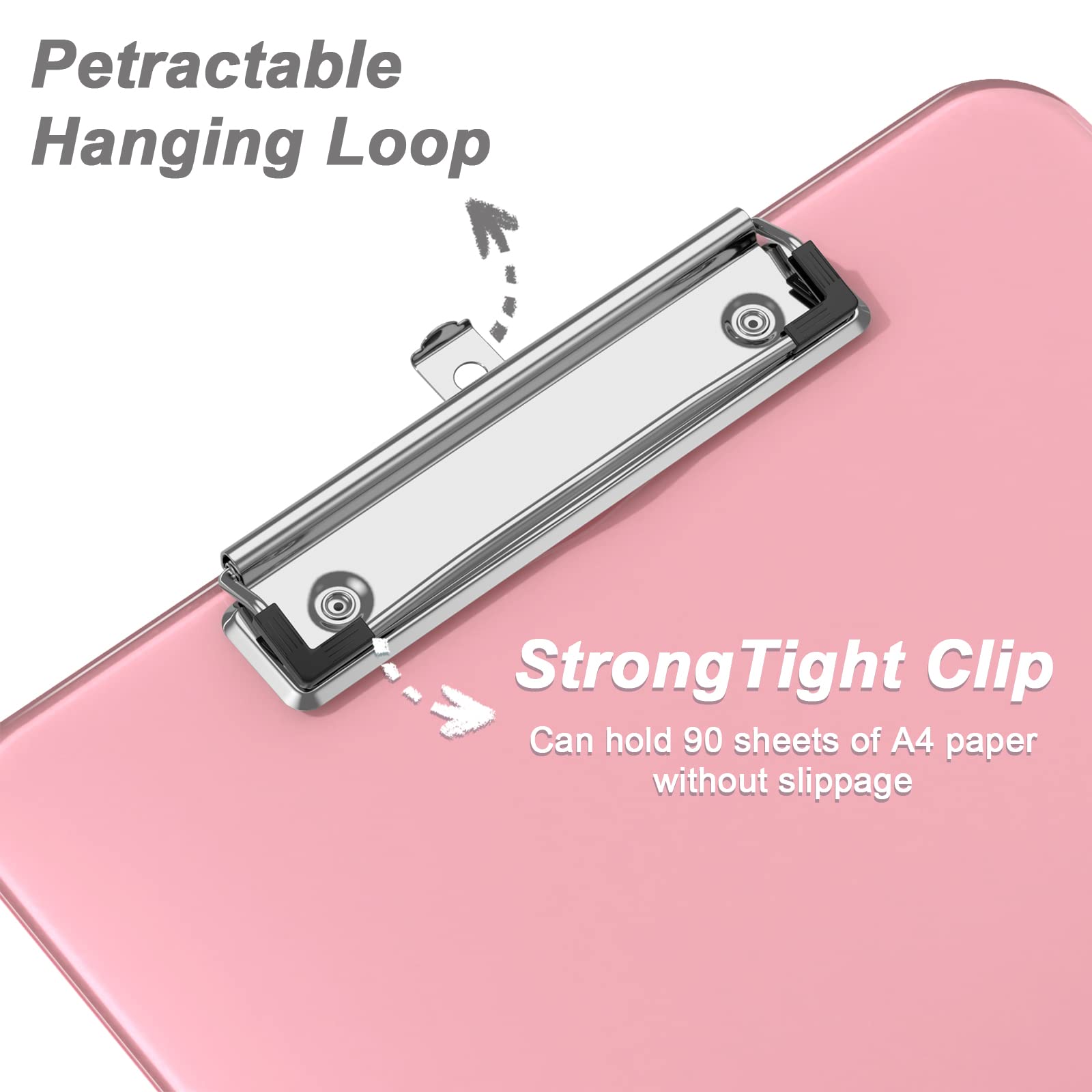 Hnogri Plastic Clipboards, Pink Clipboard Standard A4 Letter Size Clipboards for Students, Office Supply, Clip Board with Low Profile Clip, Size 12.5 x 9 Inch(Pink)