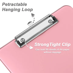 Hnogri Plastic Clipboards, Pink Clipboard Standard A4 Letter Size Clipboards for Students, Office Supply, Clip Board with Low Profile Clip, Size 12.5 x 9 Inch(Pink)