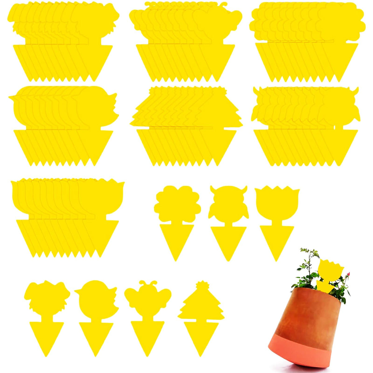 70PCS Gnat Sticky Traps, Fruit Fly Trap, Fruit Fly Traps Indoor, Yellow Sticky Traps Fungus Gnats, Fungus Gnat Sticky Traps, Plant Fly Stickers For Multiple Insects, Plant Fly Control Indoor